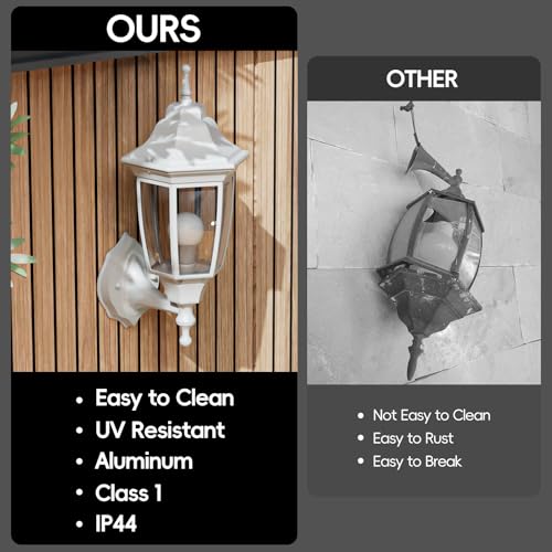 Outdoor Front Porch Light with Bulb (White / Non Sensor-Aluminum)