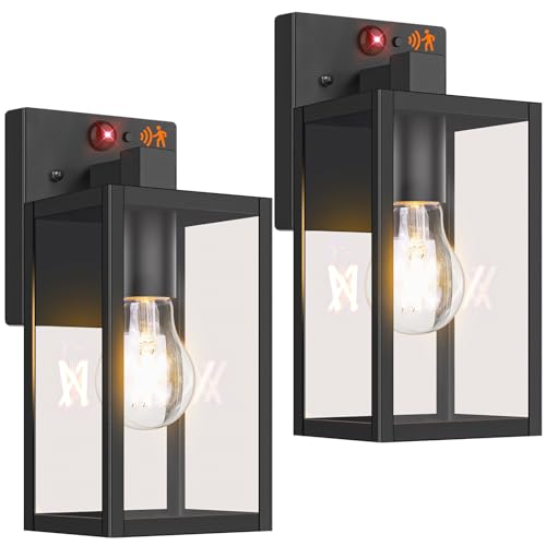 2 Pack 10.6” Upgraded Motion Sensor Outdoor Wall Lights (Black / 10.6in)
