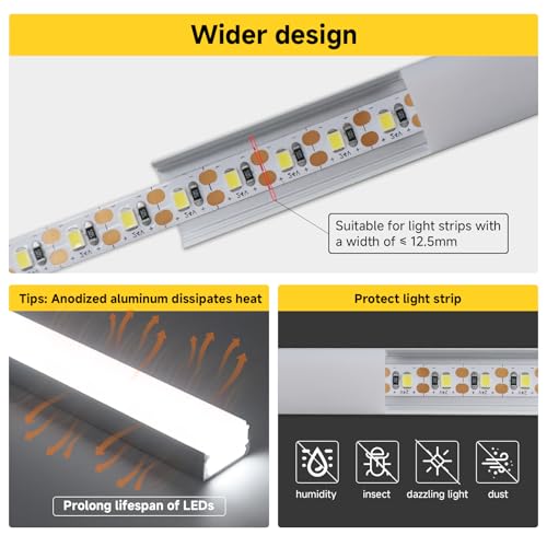 LED Diffuser Channel (Silver Aluminum + White Cover / 3.3FT/20P/#048)