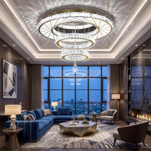 LED Chandeliers for Dining Room Ceiling Light (32 inch / Gold)