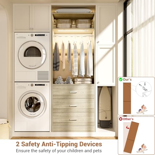 Freestanding Closet Systems with 2 Motion Sensor LED Lights (White Oak / 2 Set)