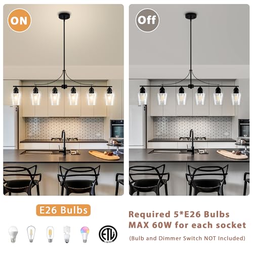 Dining Room Light Fixtures over Table 45" Farmhouse Kitchen Island Lighting (6 Light)