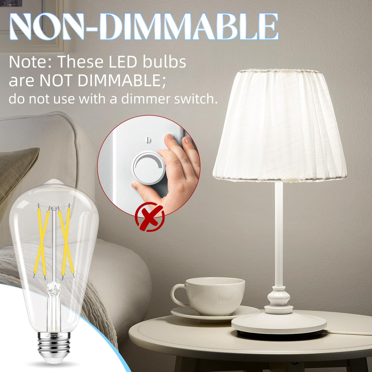 Edison Bulbs E26 LED Bulb 60 watt Non (6 Pack / Daylight White)