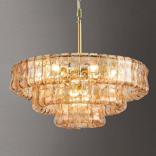 23in Large Chandelier Gold (Round Amber & Gold Chain / 23.6in)