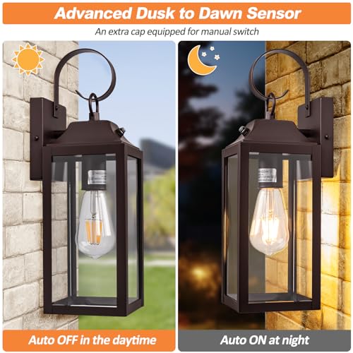 Dusk to Dawn Wall Lights Oil Rubbed Bronze 15 Inch 2 Pack (15 Inch Dusk to Dawn / Bronze)