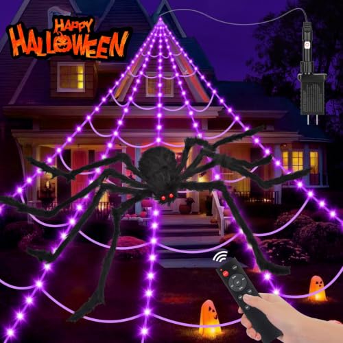 200" Halloween Decorations Spider Web Outdoor +59" Giant Spider Décor