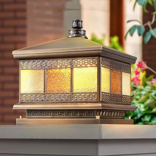 All Copper Steel Glass Outdoor Post lights (Flower glass / 16X16IN)