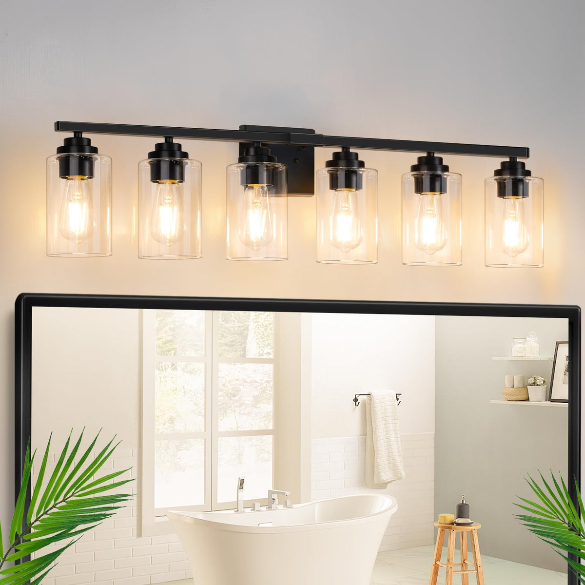 6 Light Bathroom Light Fixtures (Black / 6-Light)