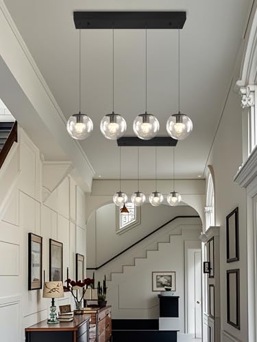 Black Chandelier Modern Dining Room Light Fixture 4 (Black-Clear / Rectangle 4-Light)