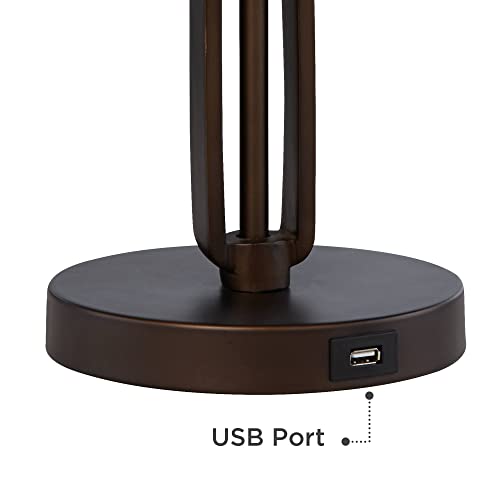 21 1 4" Bronze Brown Table Lamps Set of 2 Swing Arm with USB Charging Port (Bronze - Set of 2)