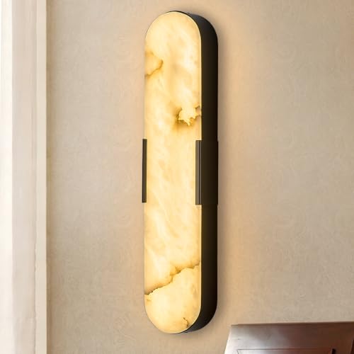 20in Alabaster Wall Sconce 3000k (Black-Warm light / 20in-1pack)