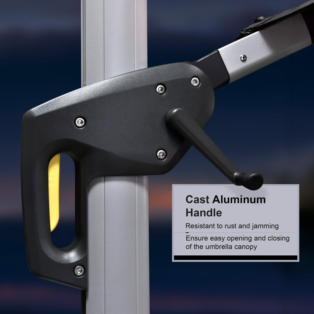 Cantilever Umbrella 13ft Solar LED Light Double Top (Black / 13 Feet)
