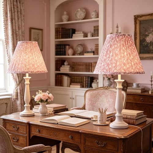 Lamp Shades Pink Floral Set of 2 Bell Shade 6"×13"×9.8" (Pink-2 Pack / 6*13*9.8in)