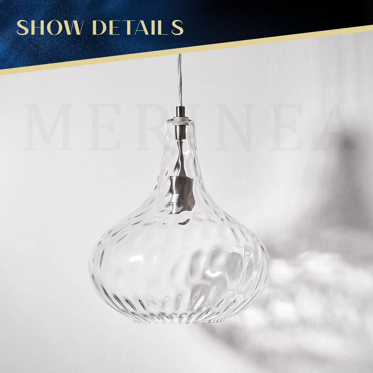 11" Clear Hammered Glass Pendant Light (Brushed Nickel)