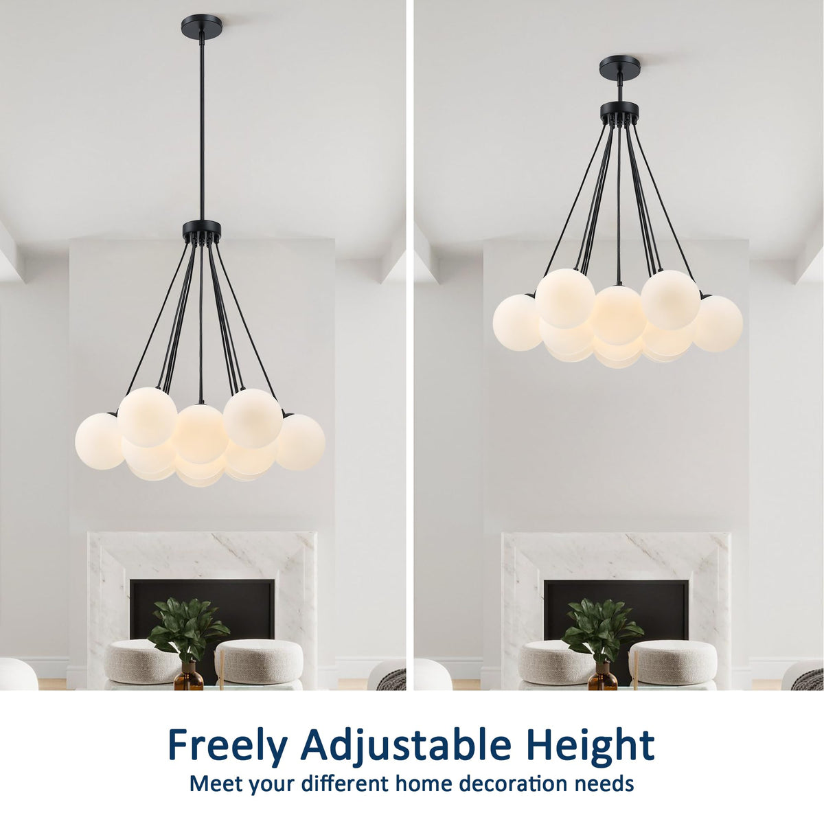 Modern Bubble Chandelier (Black-13 Light / 23")