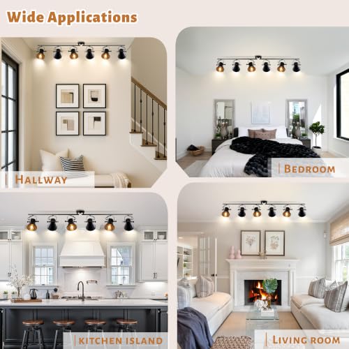 57" Black Track Lighting Fixtures Ceiling 6 Light Rustic Track Light (57.5 inch-6 light)