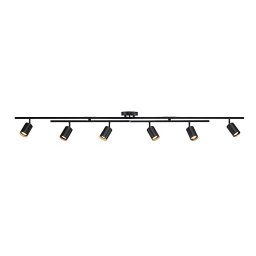 Waylon 6 Light Matte Black Track Lighting with Center Swivel Bars (White, Waylon 6-Light)