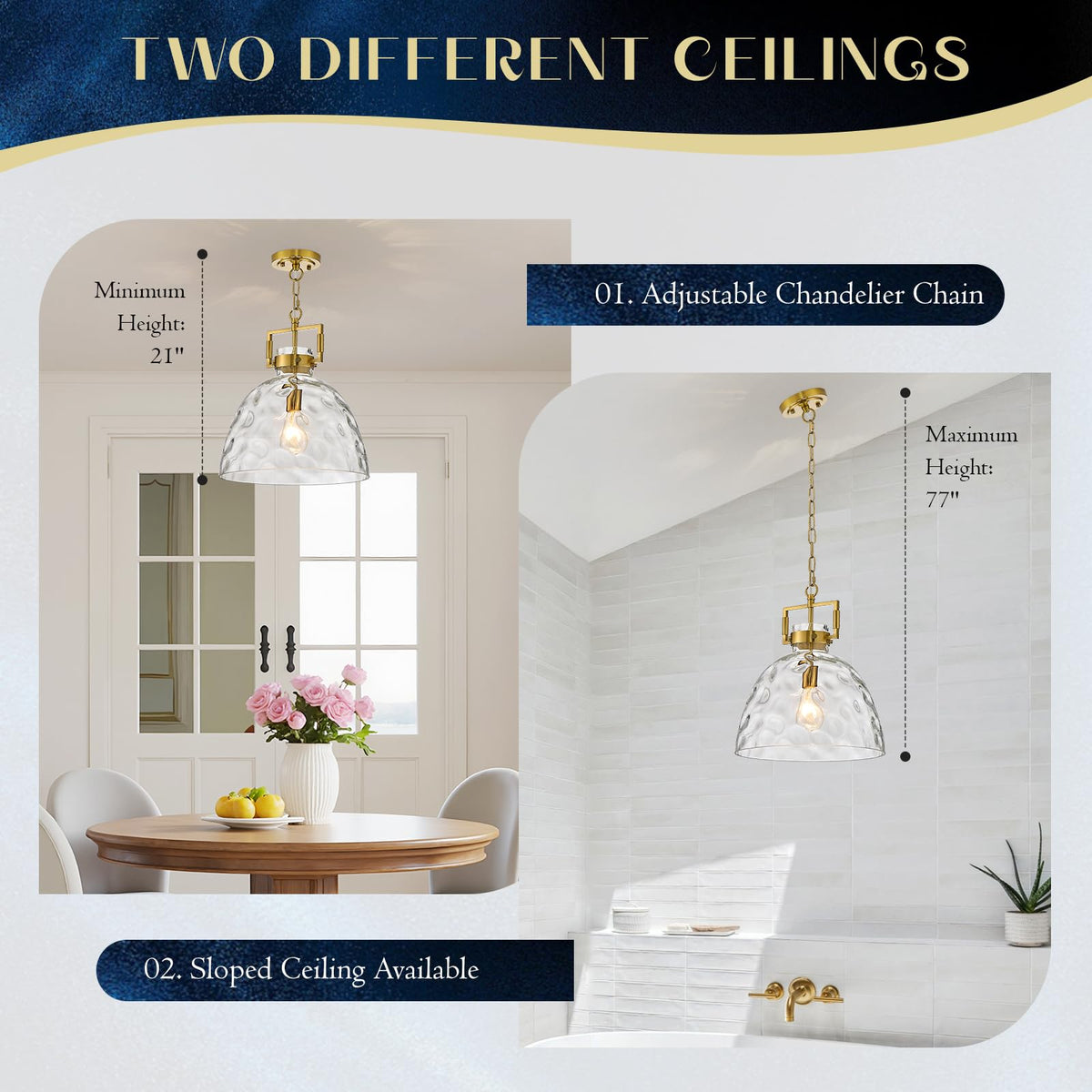 13.8" Gold Glass Pendant Light (Golden)