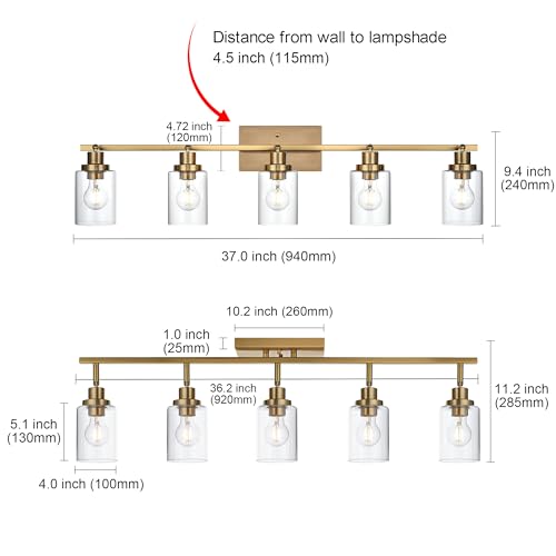 5 Light Track Lighting Kit Brass with 5 Rotatable Light Heads (Brass / 5-Light)