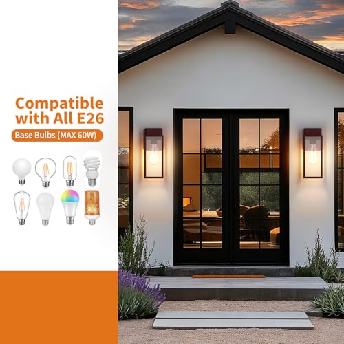 2 Pack 15'' Oil Rubbed Bronze Outdoor Front Porch Lights for Outside (Oil-Rubbed Bronze / 14.8'')