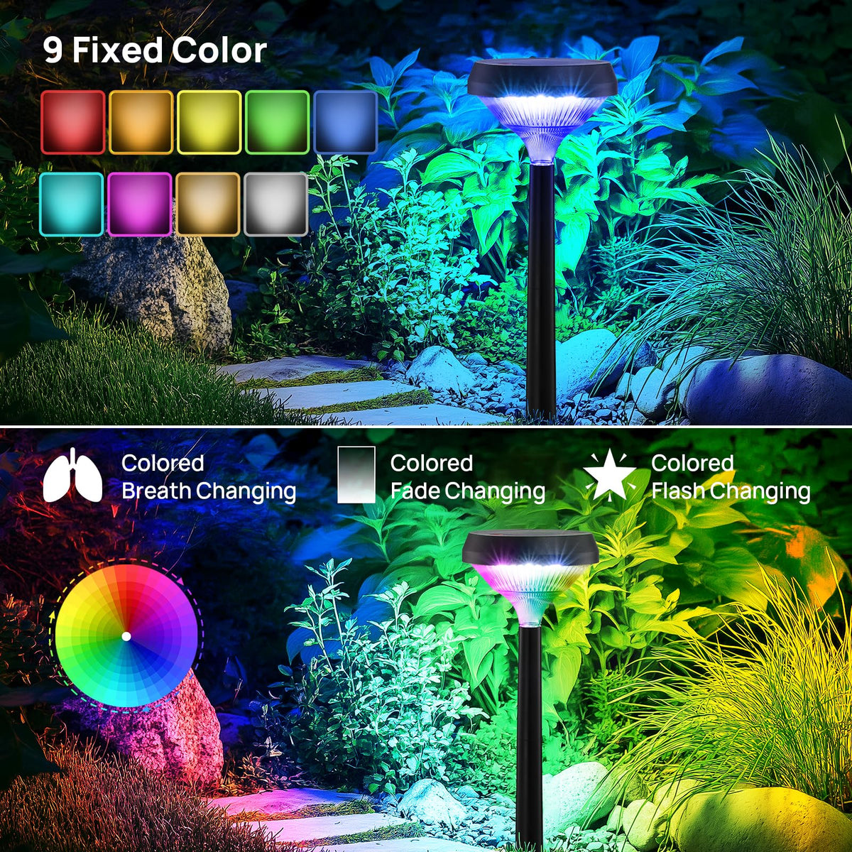 Solar Lights Outdoor 2 Pack (SP3-Multicolor / 2 Pack)