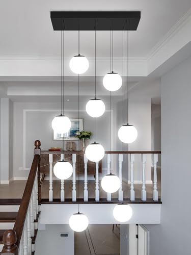 Modern Rectangular Chandelier (Black-White / Rectangle 10-Light)
