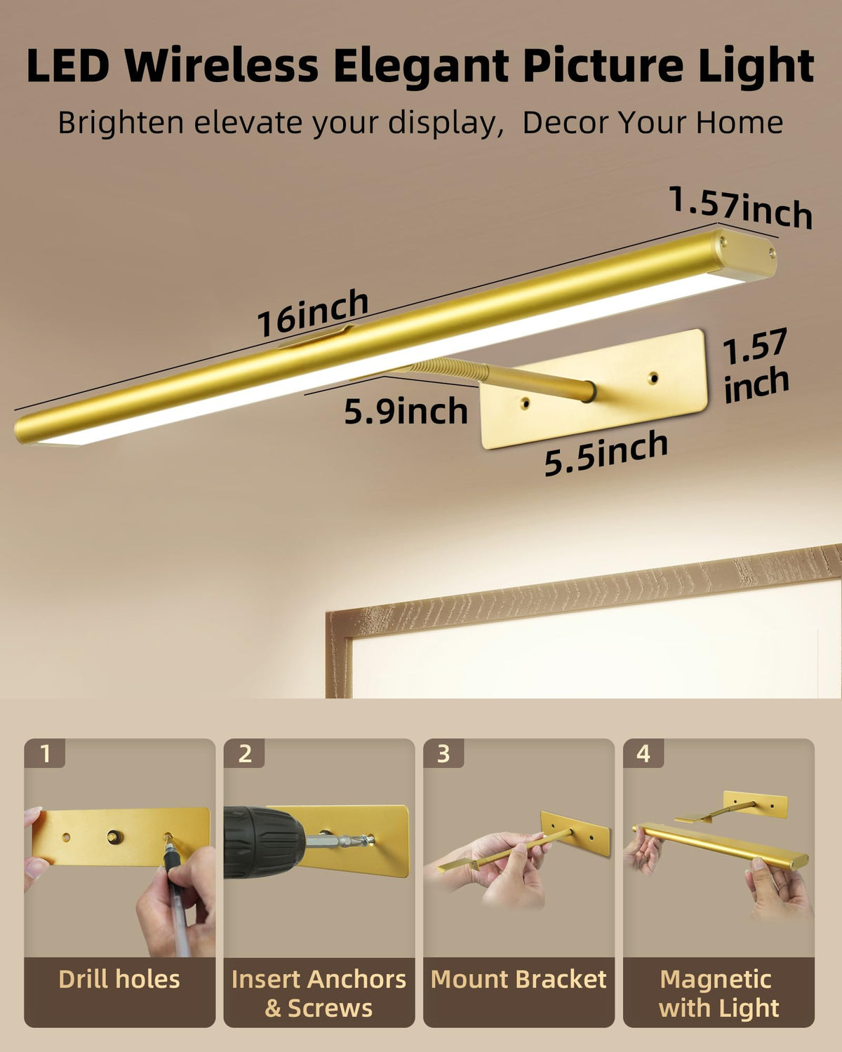Picture Light for Wall (Gold / 16inch)