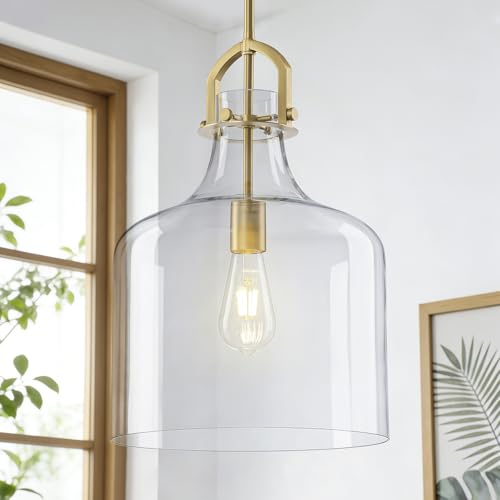 15"H Glass Large Pendant Lights Kitchen Island Lighting (Gold)