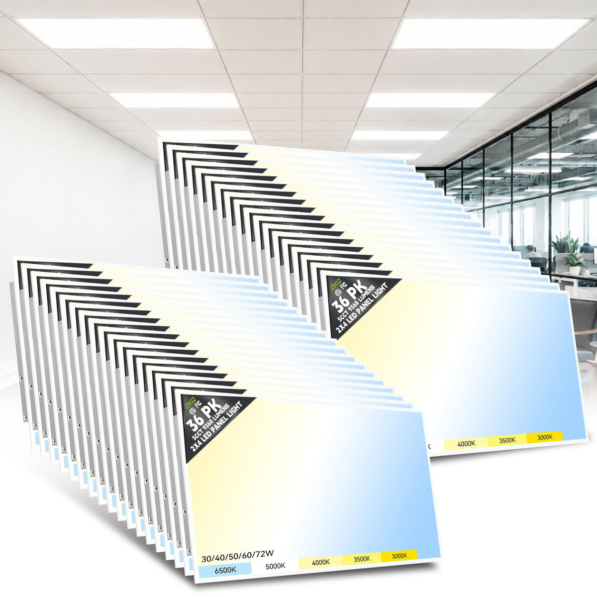 2x4 LED Flat Panel Light Drop Ceiling Office Fixture (2x4FT-36Pack)