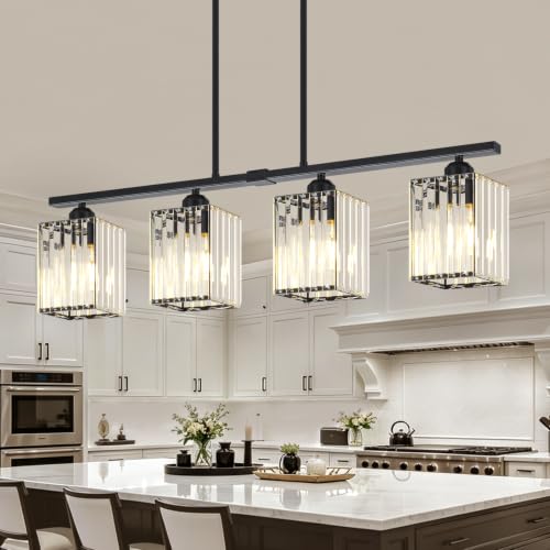 4 Light Modern Crystal Kitchen Island Lighting