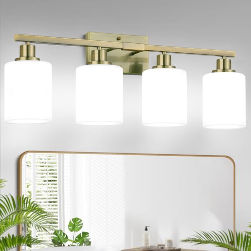 4 Light Bathroom Light Fixtures (Aged Brass / 4-Light)