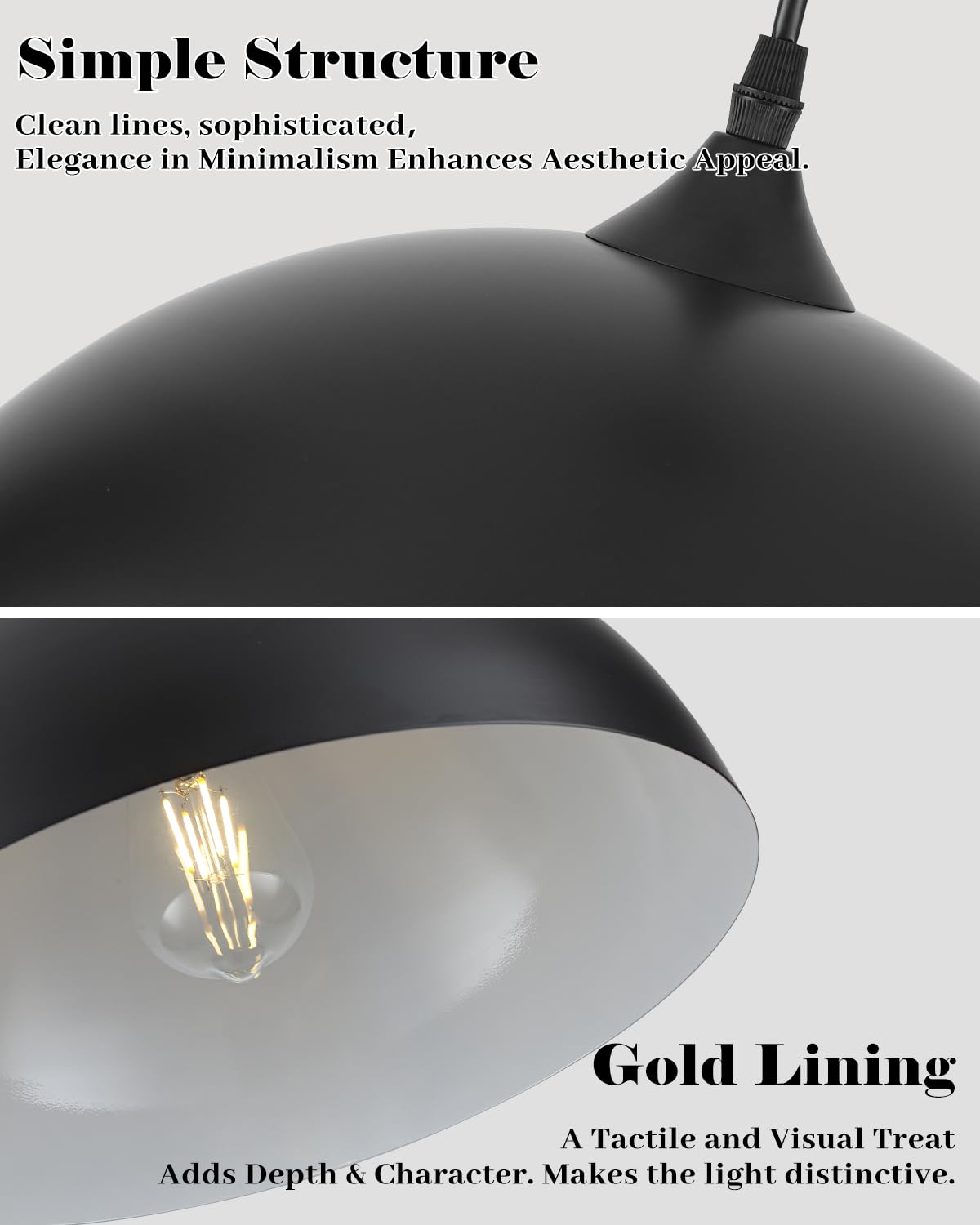 14 Inch Black and White Dome Pendant Light (Black+White / 14"x2)