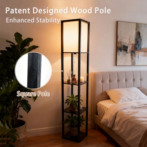 Floor Lamp with Shelves (Black)