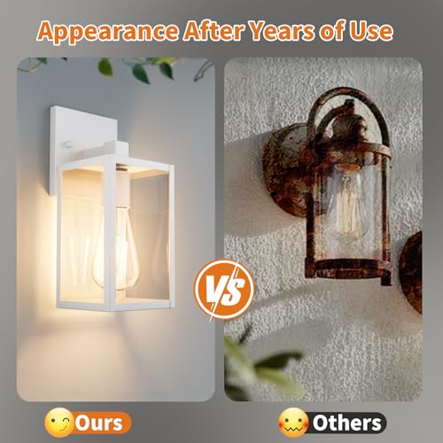 2 Pack White Exterior Lighting Fixtures Wall Mount (White / 10.24'')
