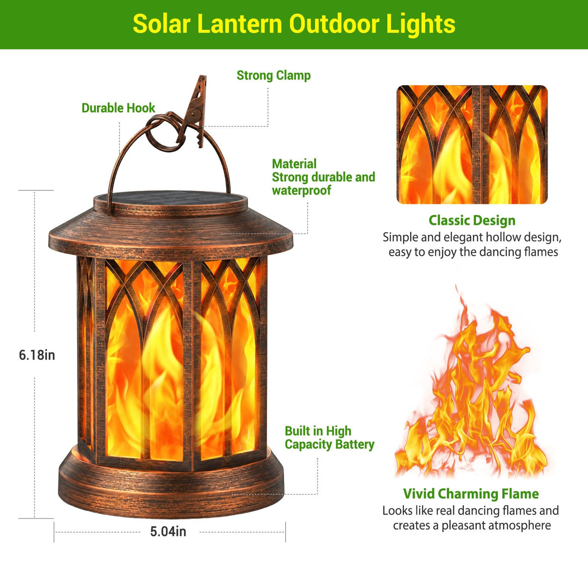 Hanging Solar Lights Lantern Outdoor (Copper / 2 Pack)