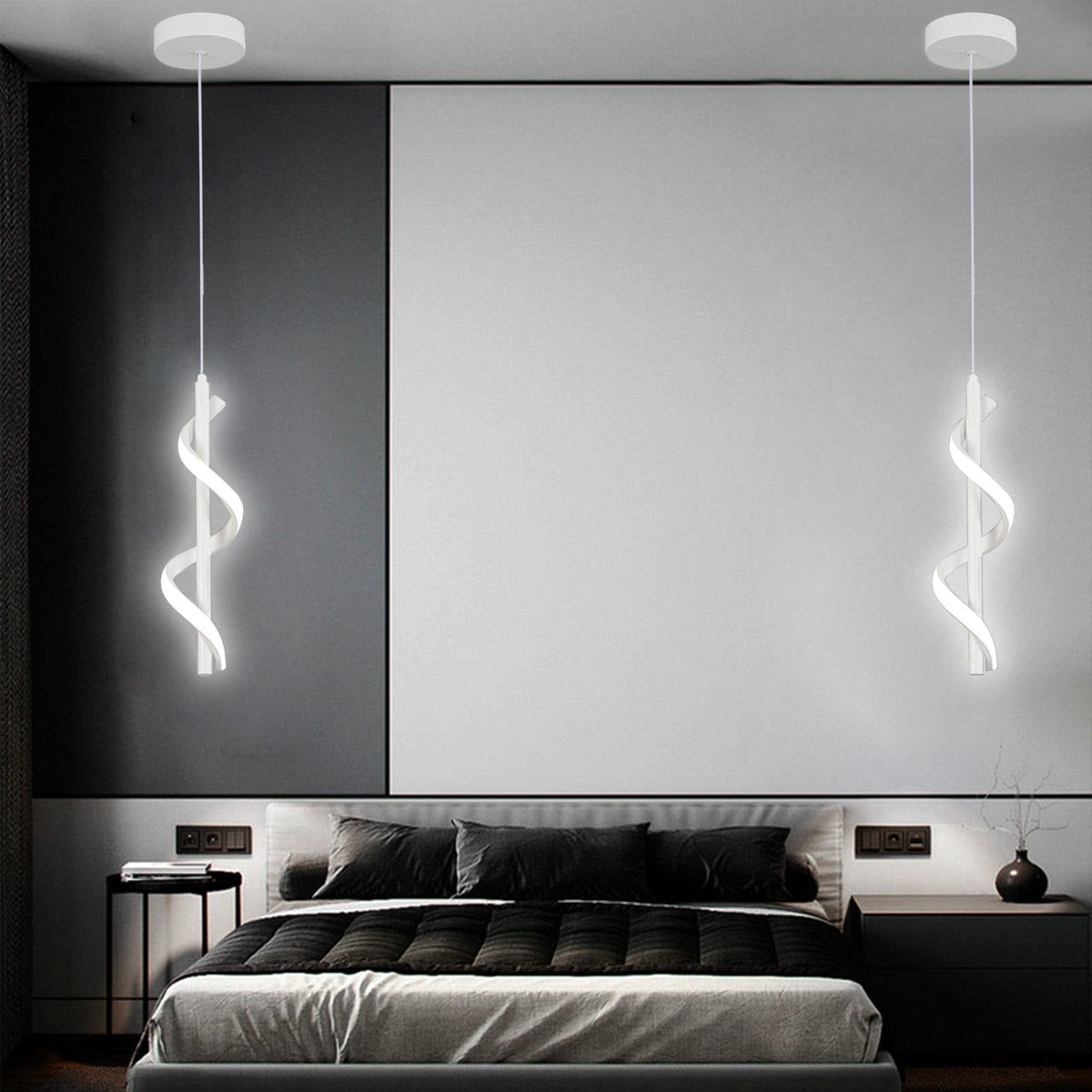 13W Modern Spiral Led Pendant Light Fixture (White)
