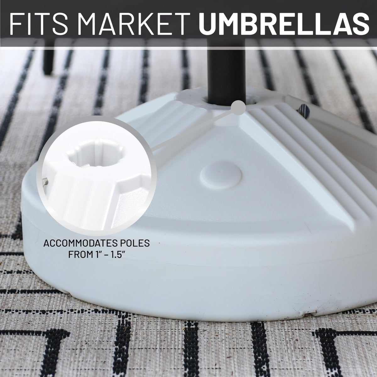Durable Fillable Umbrella Base Designed to be Used with a Patio Table (White)