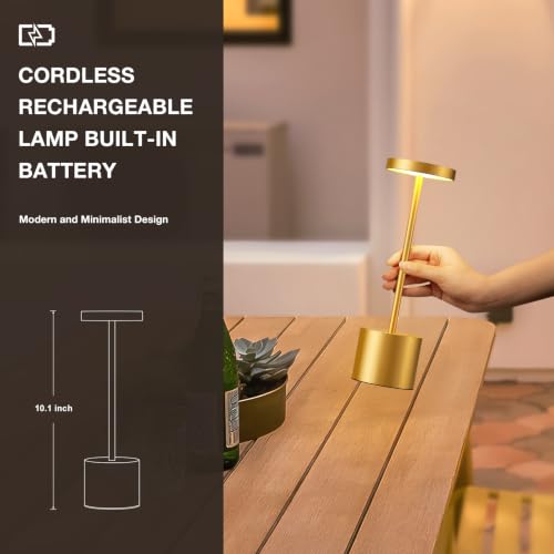 Cordless Rechargeable Table Lamp (Gold / 2 Pack)