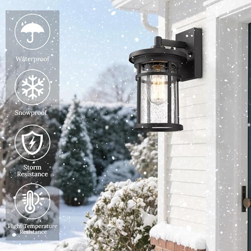 Outdoor Wall Light Fixture (Black / 12"H)