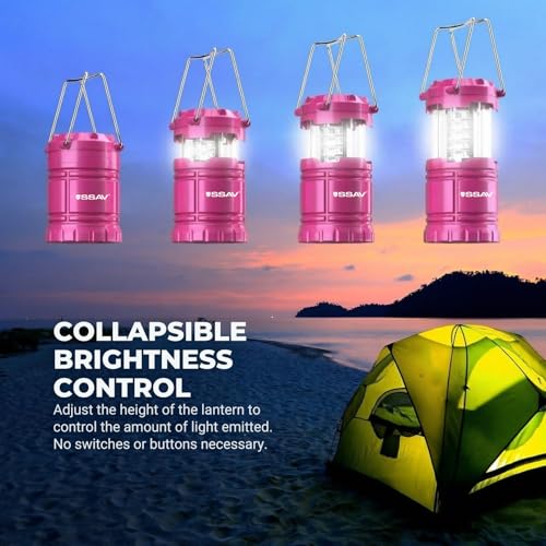 2 Pack Battery Powered LED Camping Lanterns (2 Pack Pink)