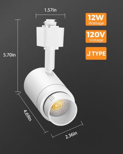 4 Pack Zoomable J Type Track Lighting Heads Dimmable (White / 4 Pack(J type))