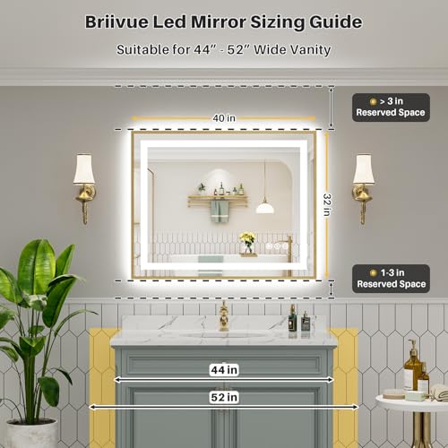40x32 Inch LED Bathroom Mirror with Gold Frame (Backlit+front Lit With Gold Frame / 40"L x 32"W)