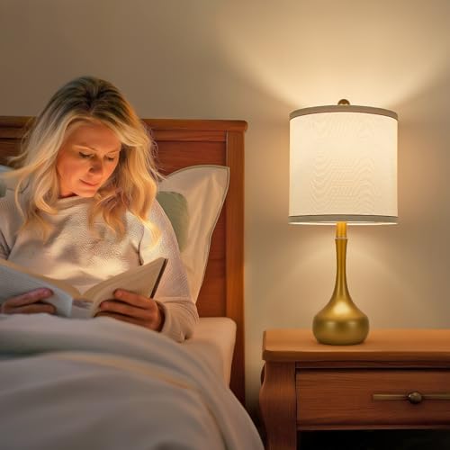23" Farmhouse Table Lamp Set of 2 for Living Room Bedroom (‎Golden / 23")