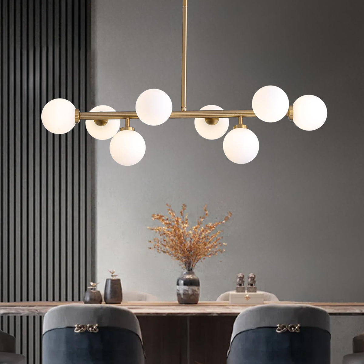 L31.4 Inch Modern Linear Chandelier (Gold / L31.4" x W10.6" (8 Lights))
