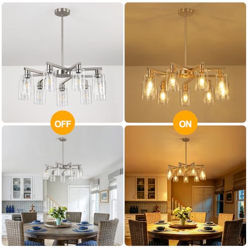 9 Light Brushed Nickel Modern Farmhouse Industrial Chandelier (Nickel / 9-Lights/D29.5 '')