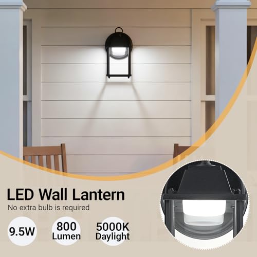 Outdoor Wall Light Fixture (5000K Black / 1-pack)