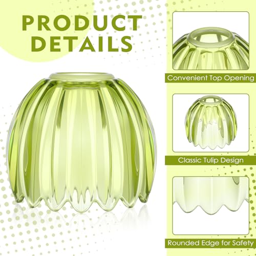 2 Pcs Glass Tulip Lamp Shade (Green)
