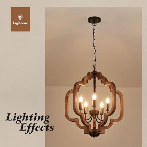 20.5" Farmhouse Vintage Chandelier 5 (Textured-Brown / D20" x H24" 5-Light)