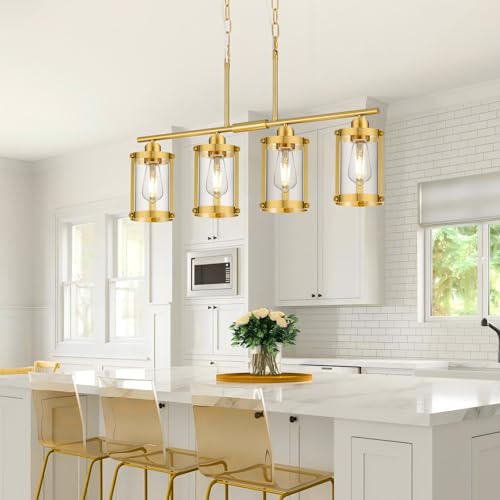Brushed Gold 4 (Gold + Clear Glass / 4-Light, Linear)