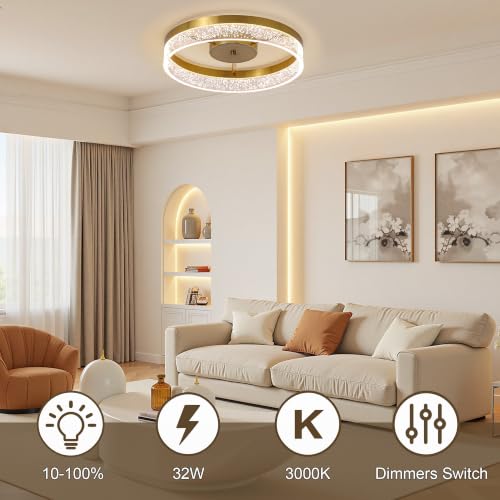 Gold Flush Mount Ceiling Light (19in Gold)